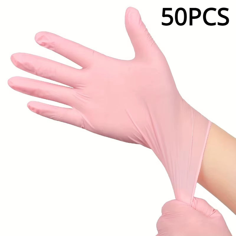 100/50/20PCS Light Pink Disposable Nitrile Gloves Waterproof Anti-Static Durable Light Pink Gloves for Kitchen Cooking Tools