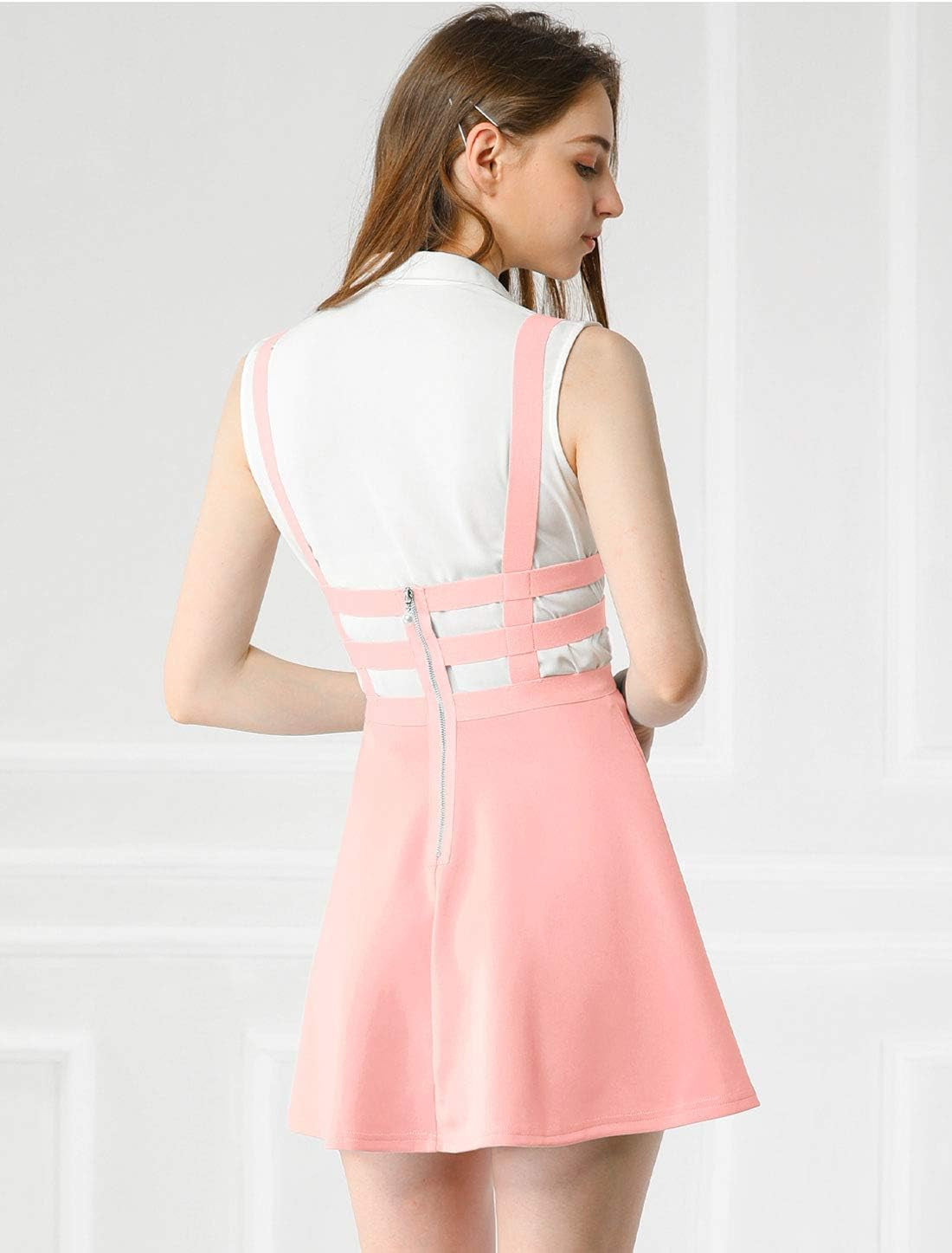 Women'S Pleated Overall Gothic 2025 Summer Elastic Waist Kawaii A-Line Braces Suspender Skirt