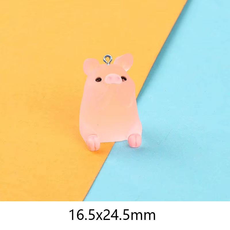 10Pcs Miniature Pink Cute Pig Resin Charms Pendants for Jewelry Making DIY Earring Necklace Keychain Flatback Cabochon