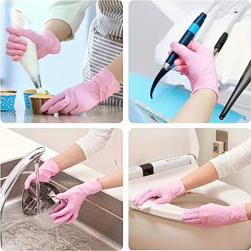 100/50/20PCS Light Pink Disposable Nitrile Gloves Waterproof Anti-Static Durable Light Pink Gloves for Kitchen Cooking Tools