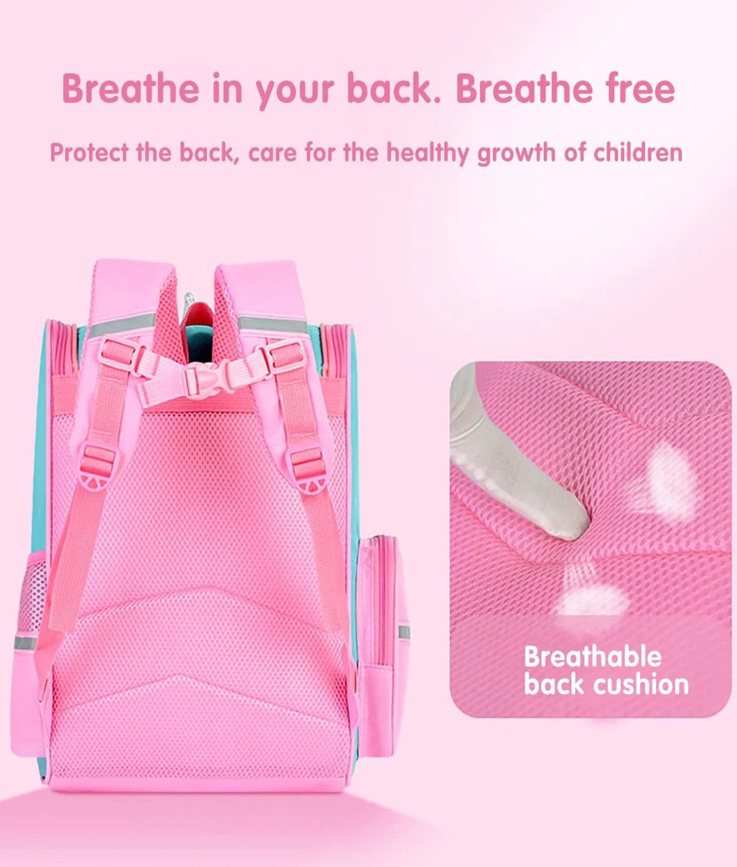 School Backpack Girls Bookbag, Lightweight Kids Backpack Durable Fashion Schoolbag, Pink