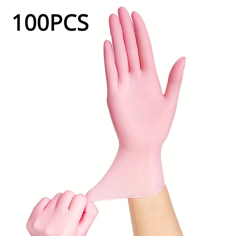 100/50/20PCS Light Pink Disposable Nitrile Gloves Waterproof Anti-Static Durable Light Pink Gloves for Kitchen Cooking Tools