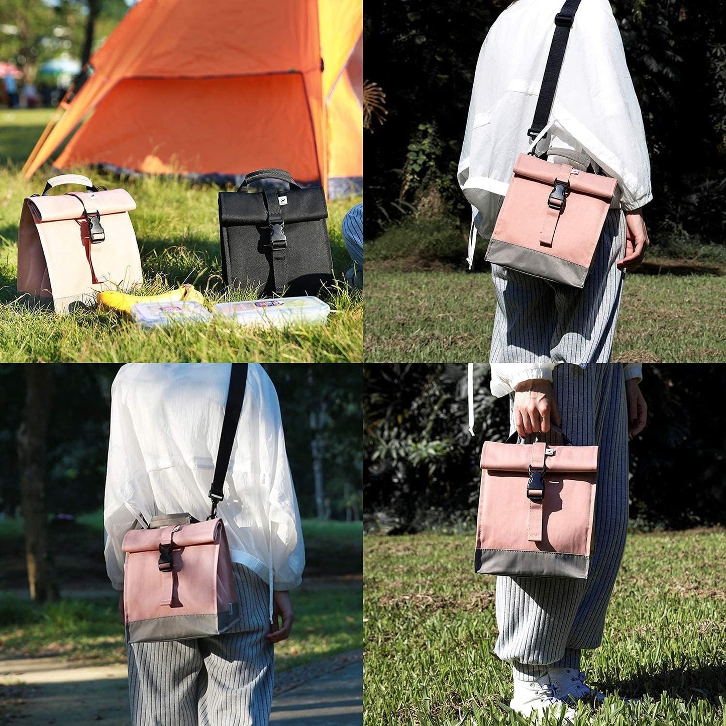 Insulated Lunch Bag Pink Lunch Box Small Cooler Bag for Women, Girls, Adults and Teens (Pink)