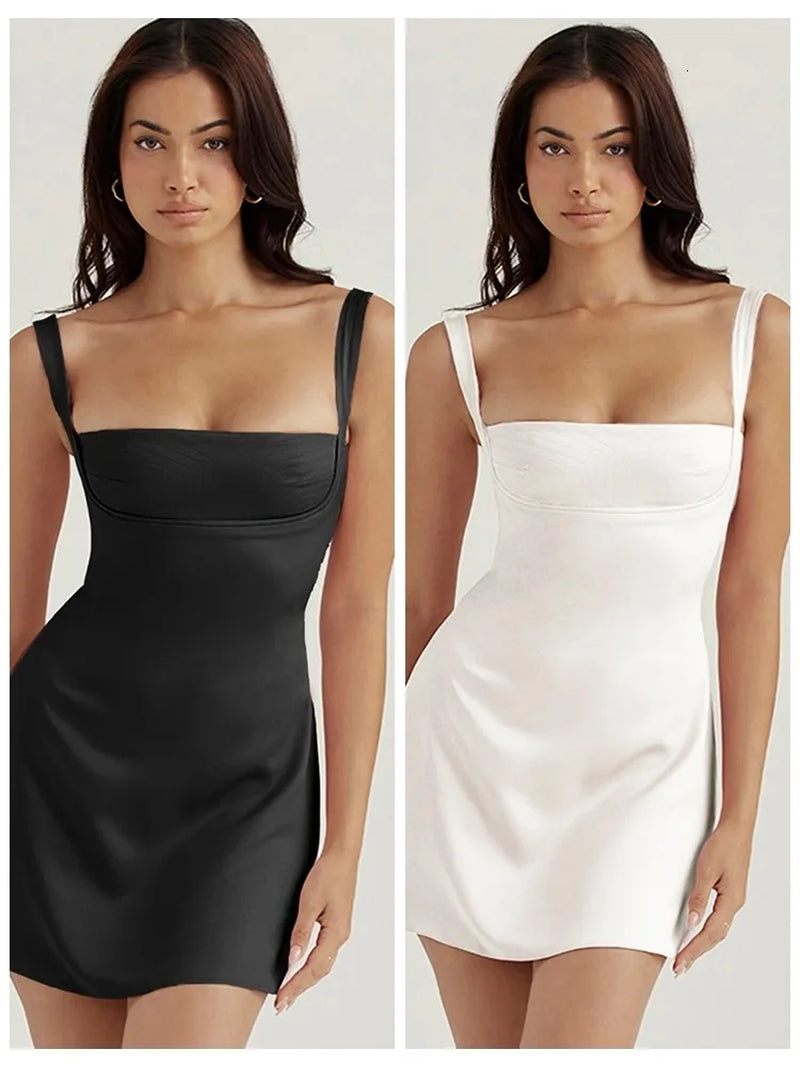 Casual Dresses Birthday Dress for Women Aline Pink Dress Sexy Satin Holiday Party Dresses Mini Casual Spaghetti Strap Graduation Dress Stretch 230227