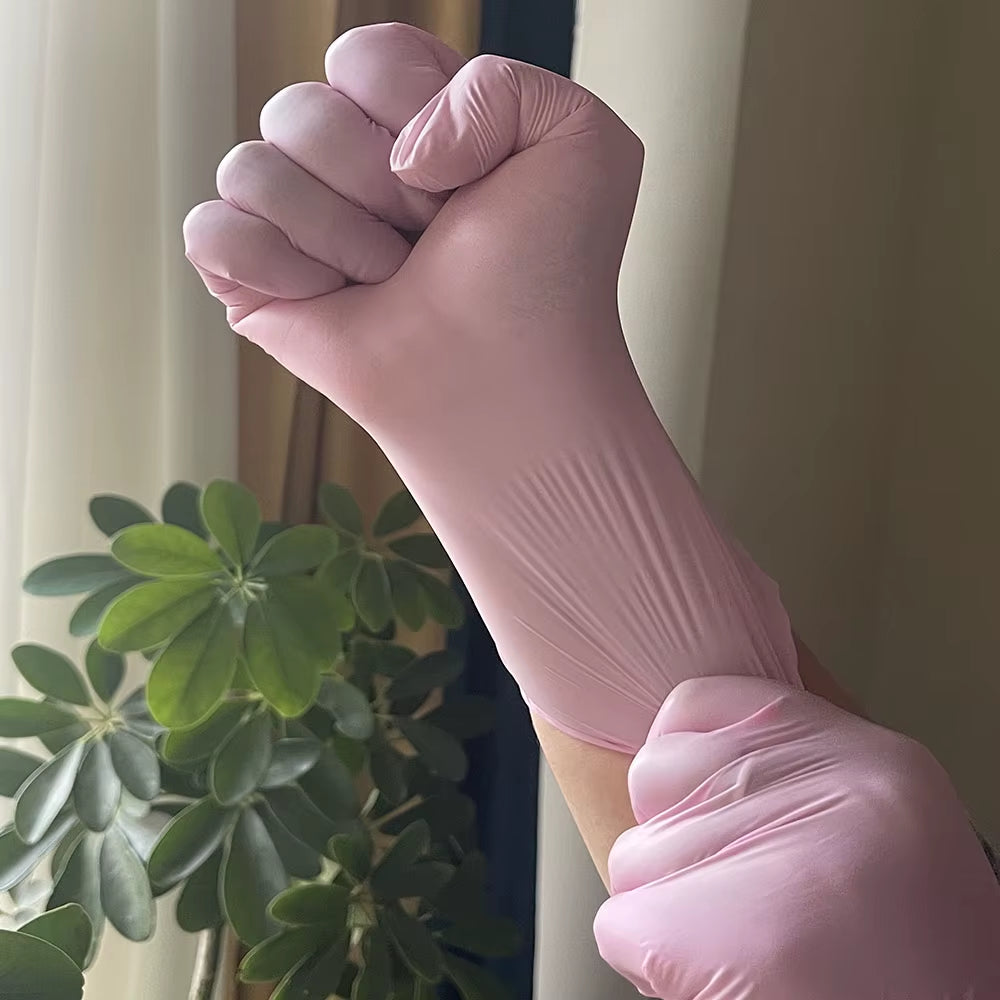100/50/20PCS Light Pink Disposable Nitrile Gloves Waterproof Anti-Static Durable Light Pink Gloves for Kitchen Cooking Tools
