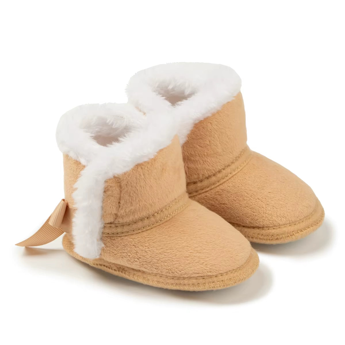 Pink Cute Bow Baby Shoes Warm Winter Boy Girl Boots Cotton Soft-Sole Non-Slip Toddler First Walkers Infant Crib Shoes