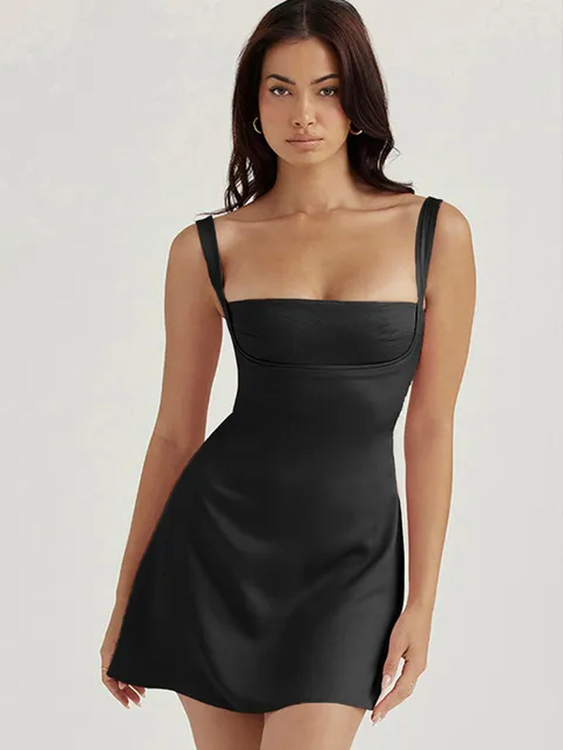 Casual Dresses Birthday Dress for Women Aline Pink Dress Sexy Satin Holiday Party Dresses Mini Casual Spaghetti Strap Graduation Dress Stretch 230227