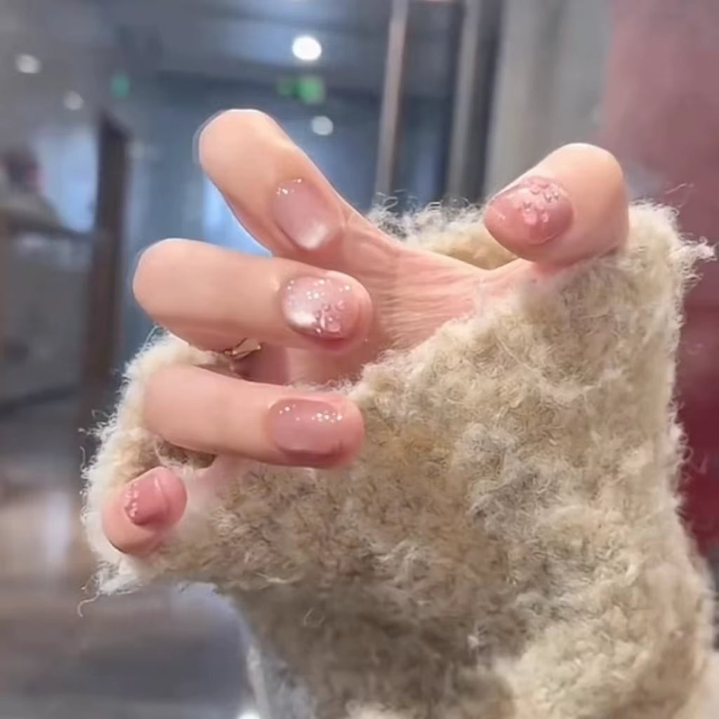 Cat Claw Flesh Pads Short Cat Eye Handmade Wear Nail Simple Gentle Versatile Nail Art Pink Cute Cat Eye Fake Nails