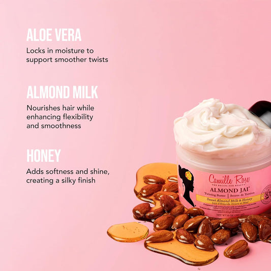 Almond Jai Twisting Hair Styling Butter, with Aloe and Honey, to Soften Smooth and Moisturize, for All Hair Types, 8 Oz