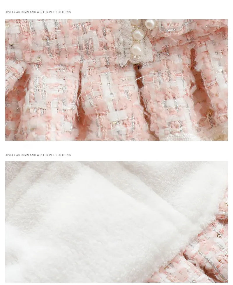 Ins New Winter Cat Dog Princess Dress Backpack Pink Fashion Design Thickened Skirt Dog Christmas Clothes