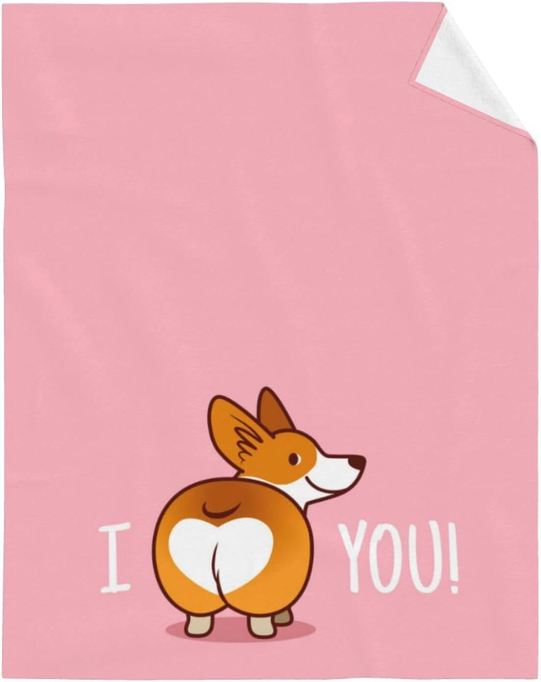Pink Cute Corgi I Love You Soft Throw Blanket 40X50 Inch Lightweight Flannel Fleece Blanket for Couch Bed Sofa Travelling Camping for Kids Adults