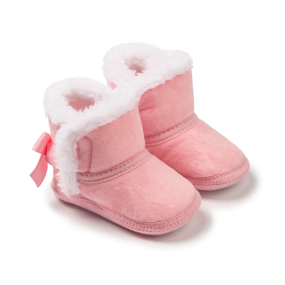 Pink Cute Bow Baby Shoes Warm Winter Boy Girl Boots Cotton Soft-Sole Non-Slip Toddler First Walkers Infant Crib Shoes