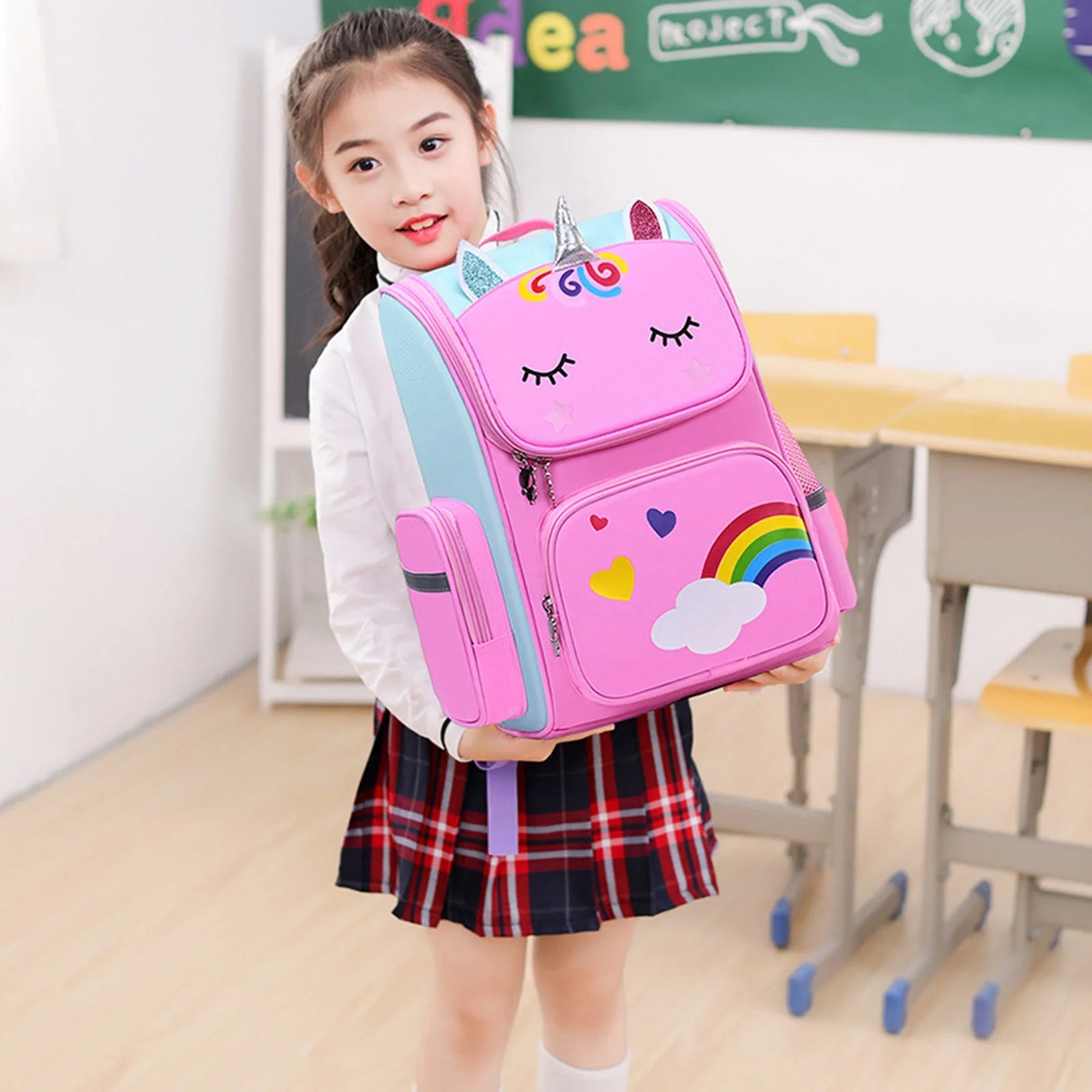 School Backpack Girls Bookbag, Lightweight Kids Backpack Durable Fashion Schoolbag, Pink