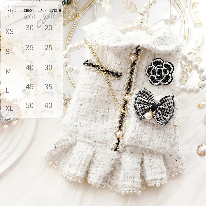 Ins New Winter Cat Dog Princess Dress Backpack Pink Fashion Design Thickened Skirt Dog Christmas Clothes