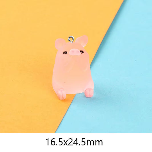 10Pcs Miniature Pink Cute Pig Resin Charms Pendants for Jewelry Making DIY Earring Necklace Keychain Flatback Cabochon
