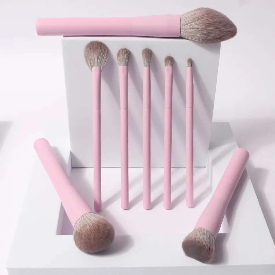 Pink Makeup Brushes Set Synthetic Hair Vegan 8 Pcs Foundation Eye Shadows Blending Powder Make up Brush Kit Tool S25519
