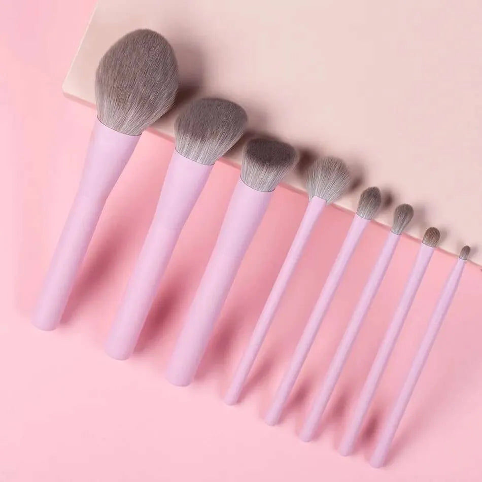 Pink Makeup Brushes Set Synthetic Hair Vegan 8 Pcs Foundation Eye Shadows Blending Powder Make up Brush Kit Tool S25519
