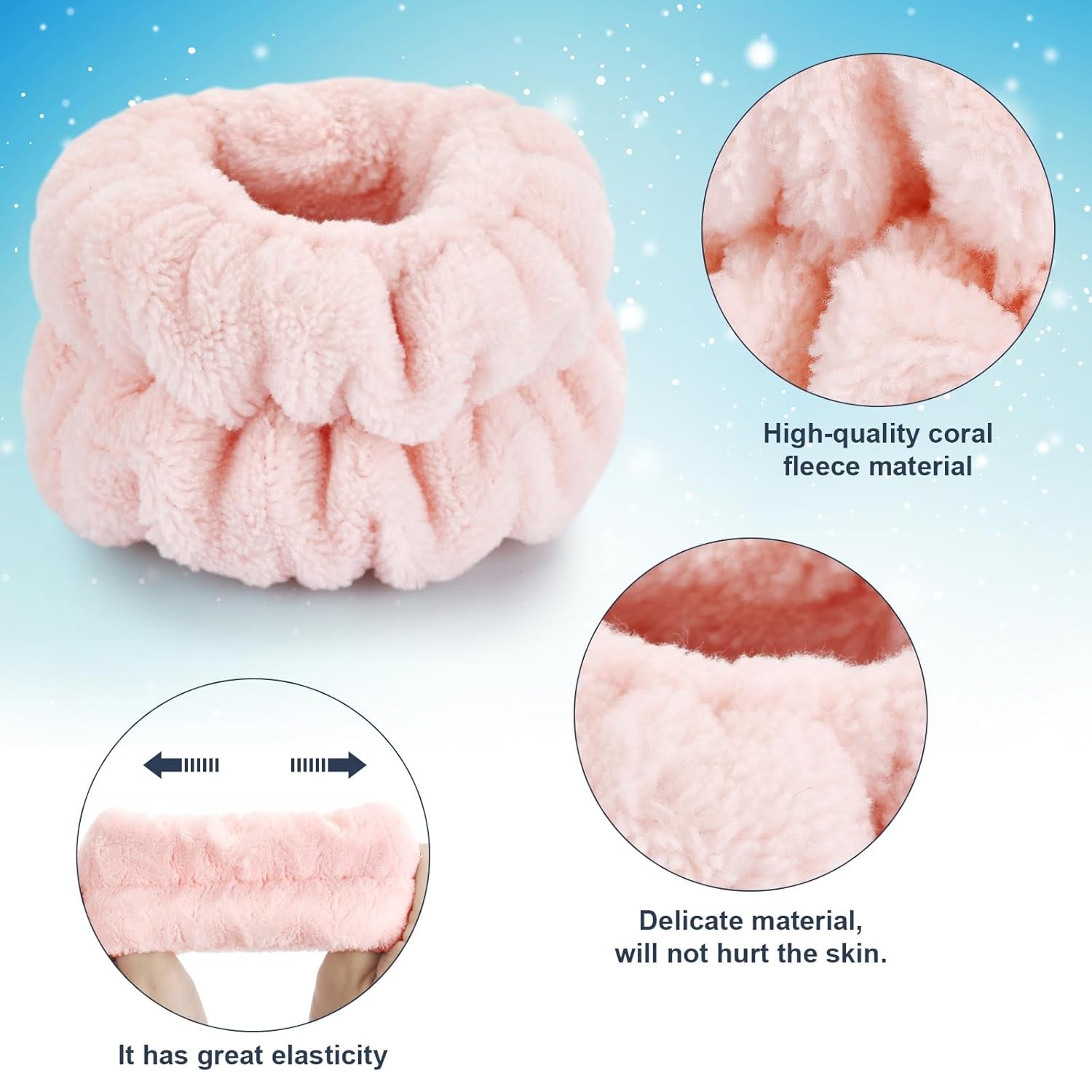 Wrist Bands for Washing Face, Microfiber Wrist Towels for Washing Face, Spa Wristbands for Washing Face, Face Wash Wristbands, Arm Bands for Washing Face for Woman Children（Pale Pink）