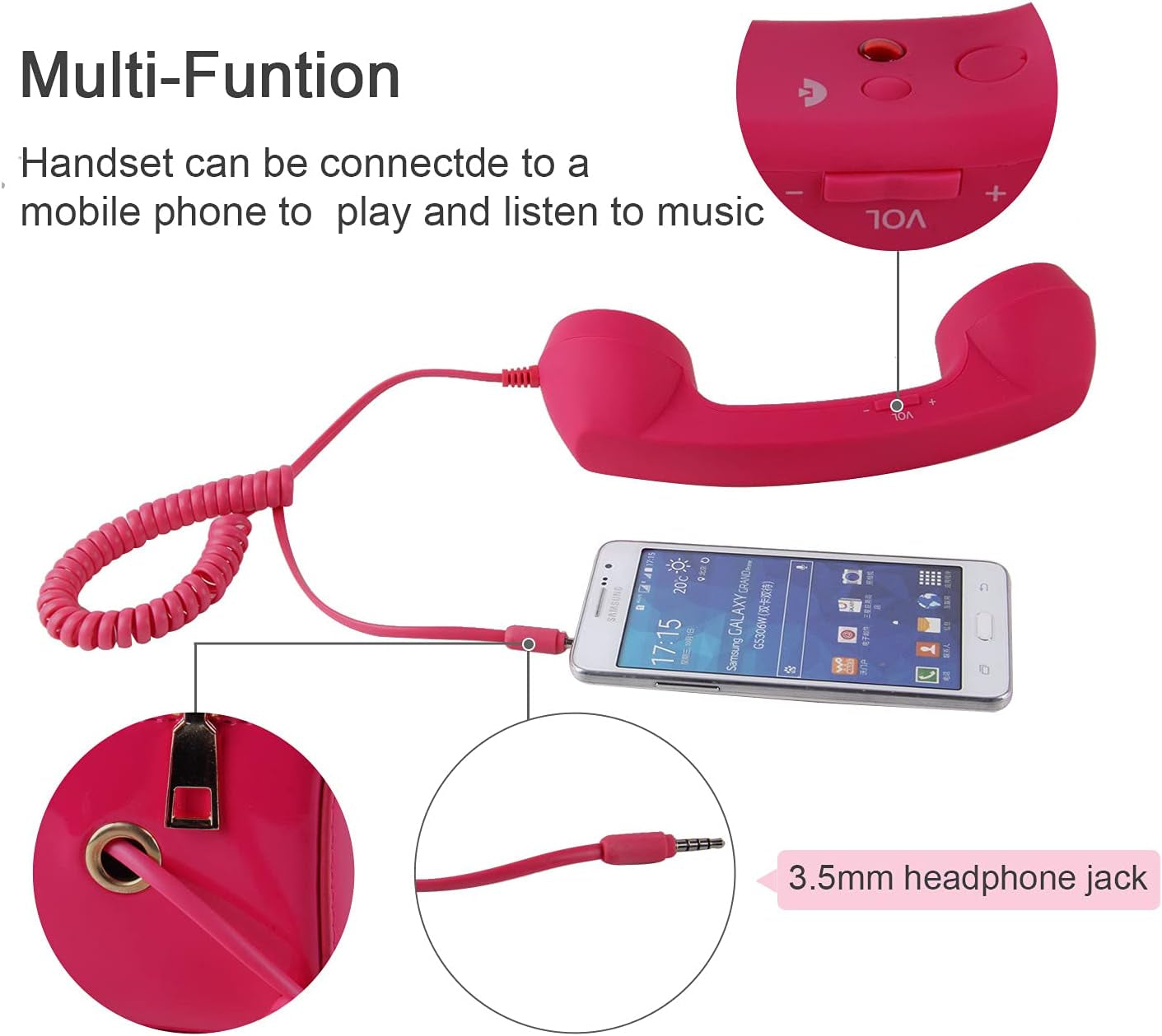 Fun Telephone Purse for Women Novelty Pink Phone Tote Handbags Top Handle Shoulder Crossbdoy Bag