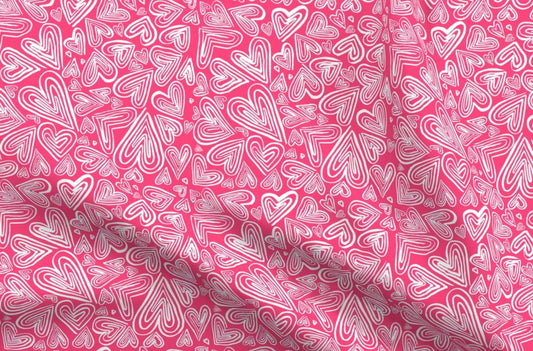 Fabric - Valentines Day Hearts Pink Cute Red Heart Spring Printed on Petal Signature Cotton Fabric Fat Quarter - Sewing Quilting Apparel Crafts Decor