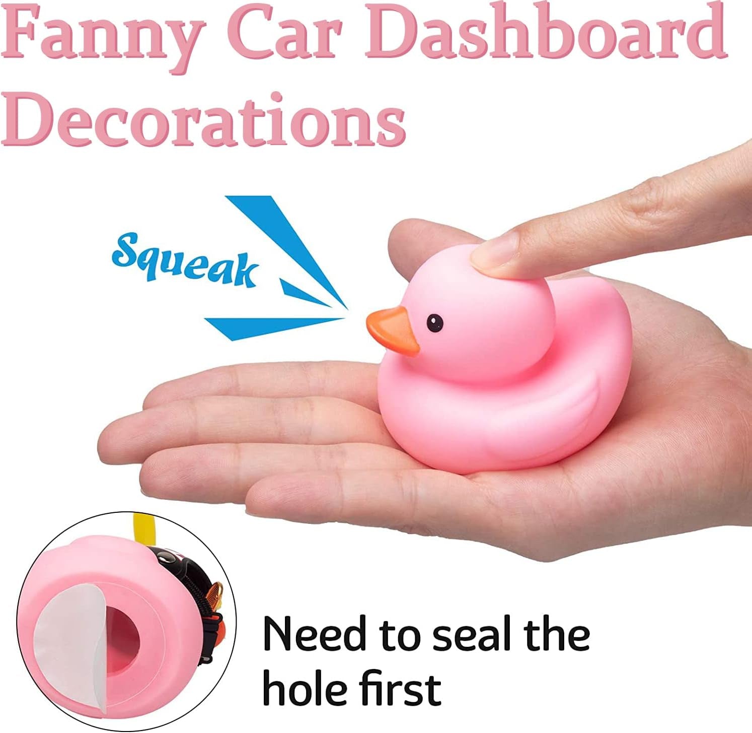 Pink Duck Car Dashboard Decorations - Rubber Duck Car Ornaments with Propeller Helmet Sunglasses and Gold Chain (Star-Pink)