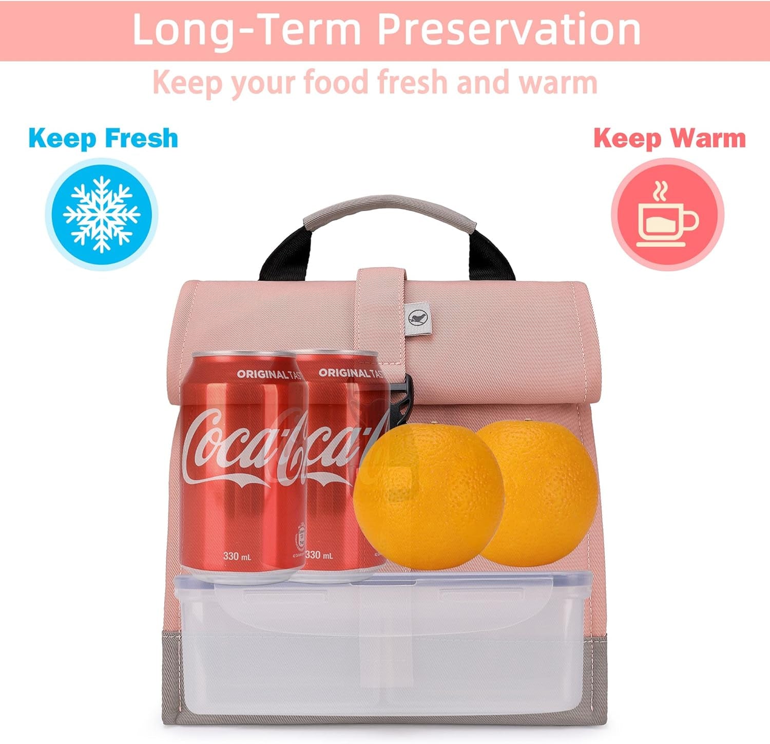 Insulated Lunch Bag Pink Lunch Box Small Cooler Bag for Women, Girls, Adults and Teens (Pink)