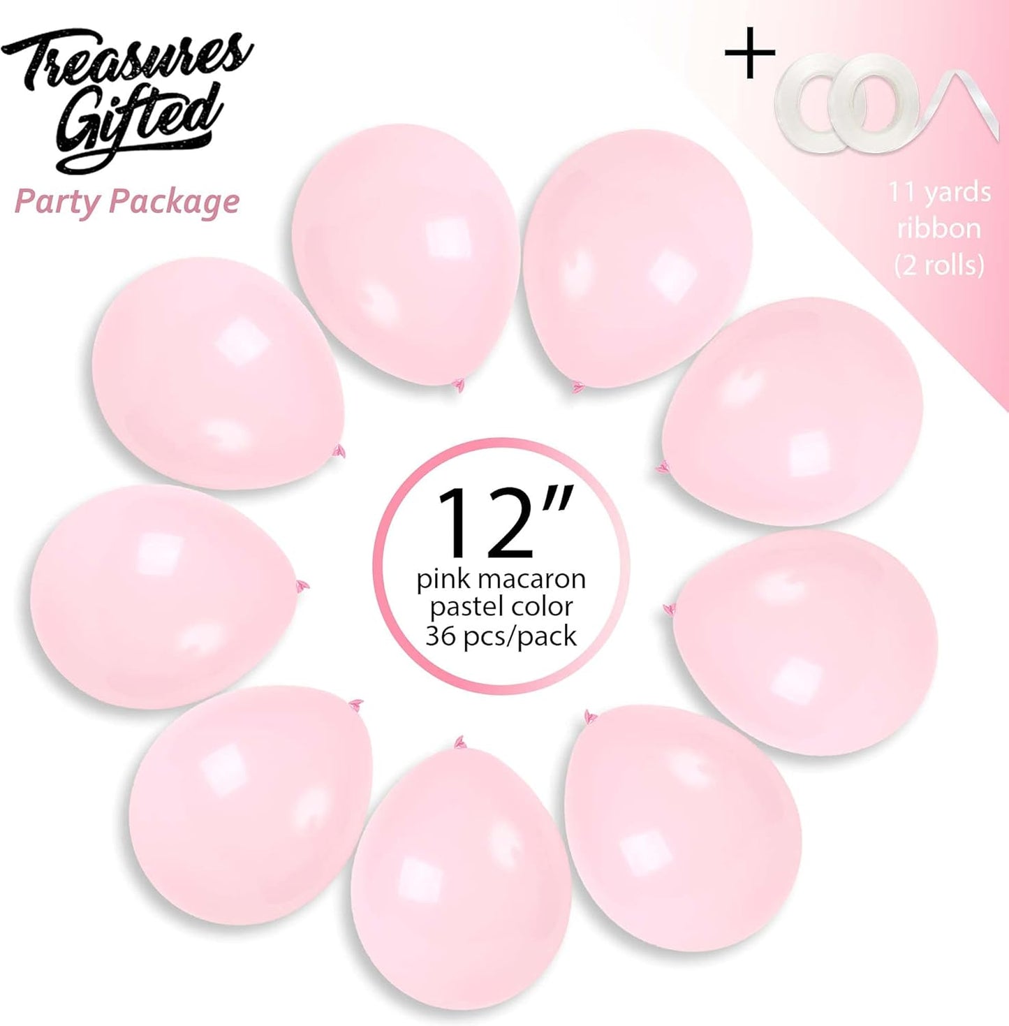 Pale Pink Balloons - Pastel Pink Balloons - Blush Pink Balloons - Matte Pink Balloons - Baby Pink Balloons 12 Inch - Large Pink Balloons - Light Pink Balloons - 36 Pink Balloons