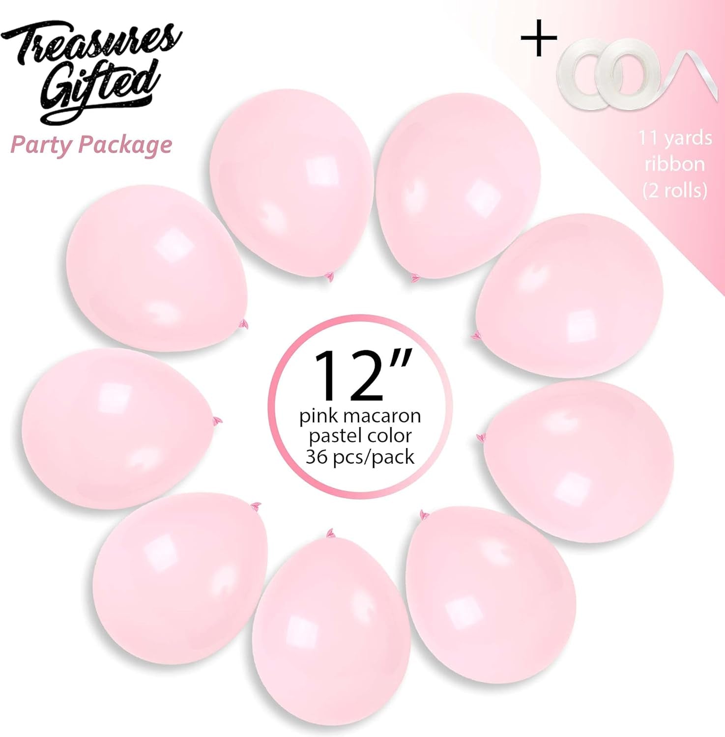 Pale Pink Balloons - Pastel Pink Balloons - Blush Pink Balloons - Matte Pink Balloons - Baby Pink Balloons 12 Inch - Large Pink Balloons - Light Pink Balloons - 36 Pink Balloons