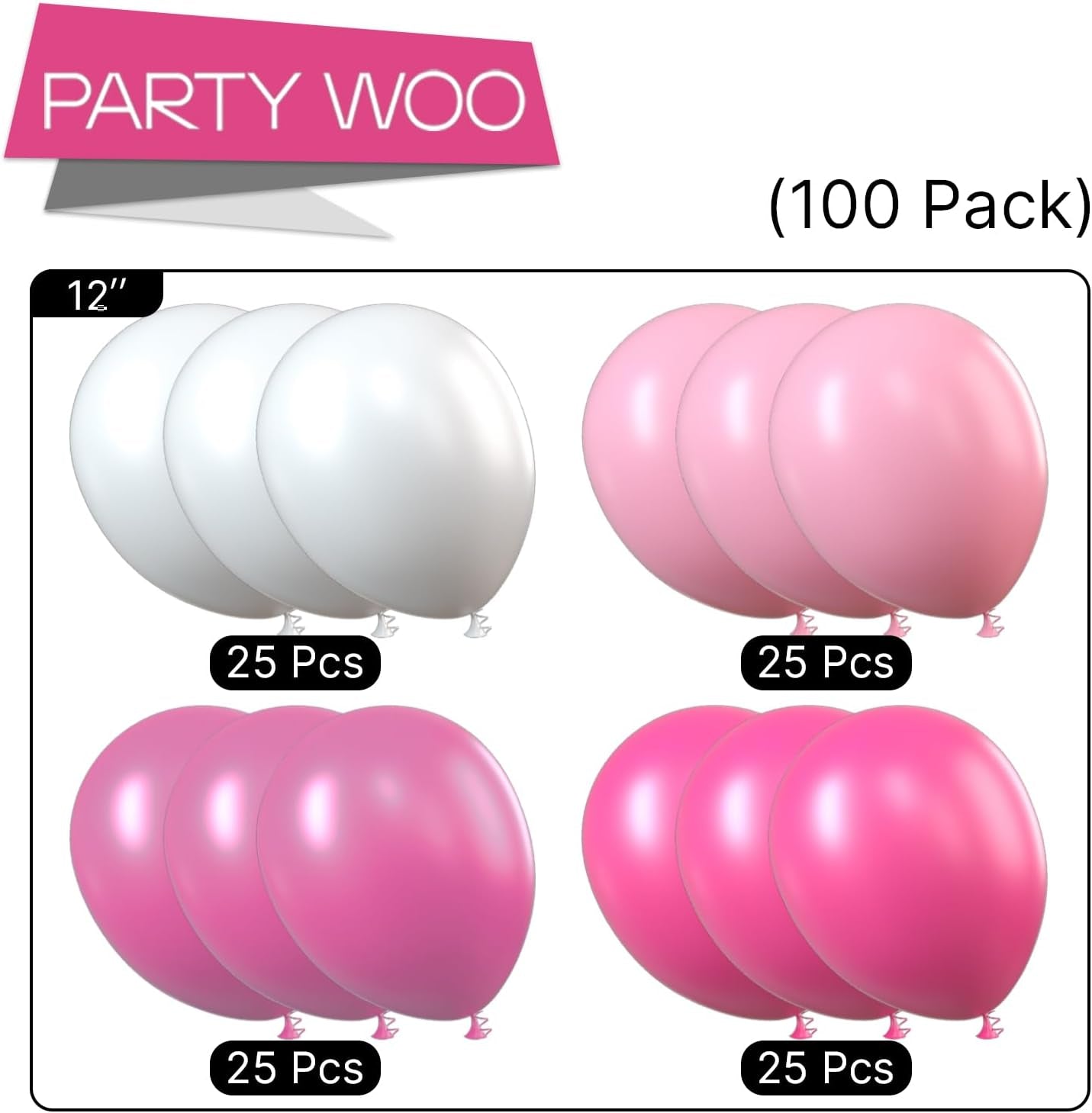 Pink Balloons 100 Pcs 12 Inch Hot and Light Pastel Pink Fuchsia White Balloons for Valentine'S Day Wedding Baby Shower Gender Reveal Princess Bachelorette Birthday Party Decorations