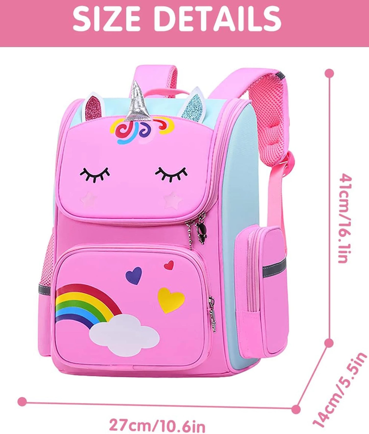 School Backpack Girls Bookbag, Lightweight Kids Backpack Durable Fashion Schoolbag, Pink