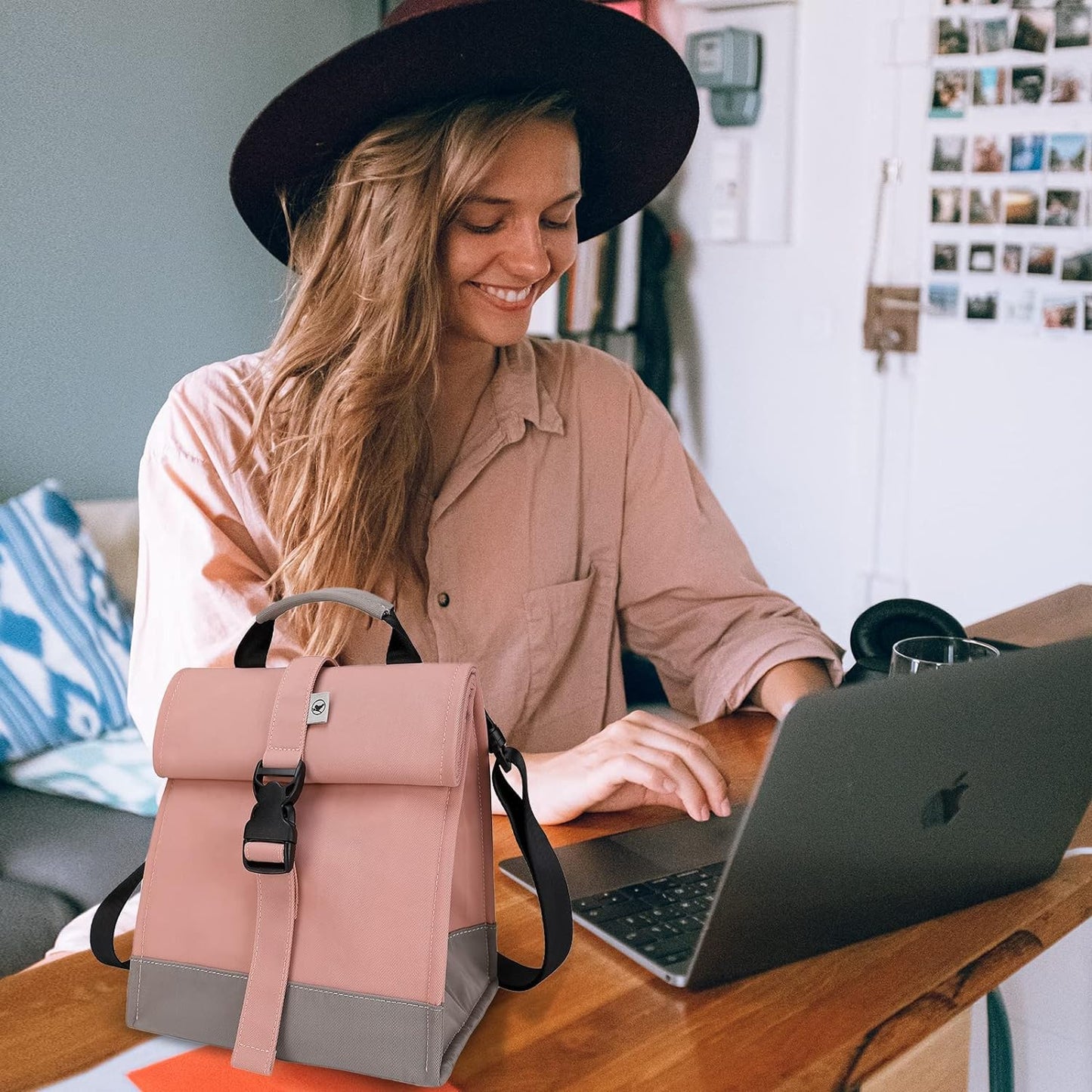 Insulated Lunch Bag Pink Lunch Box Small Cooler Bag for Women, Girls, Adults and Teens (Pink)