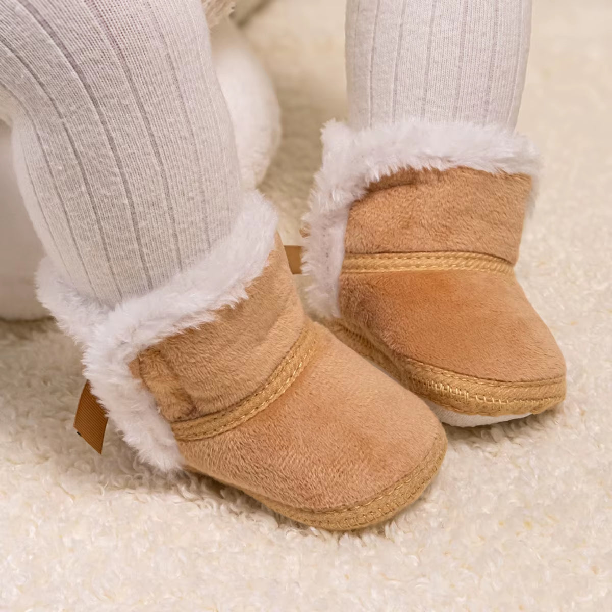Pink Cute Bow Baby Shoes Warm Winter Boy Girl Boots Cotton Soft-Sole Non-Slip Toddler First Walkers Infant Crib Shoes