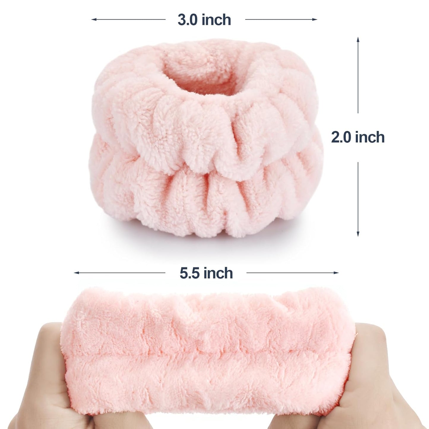 Wrist Bands for Washing Face, Microfiber Wrist Towels for Washing Face, Spa Wristbands for Washing Face, Face Wash Wristbands, Arm Bands for Washing Face for Woman Children（Pale Pink）