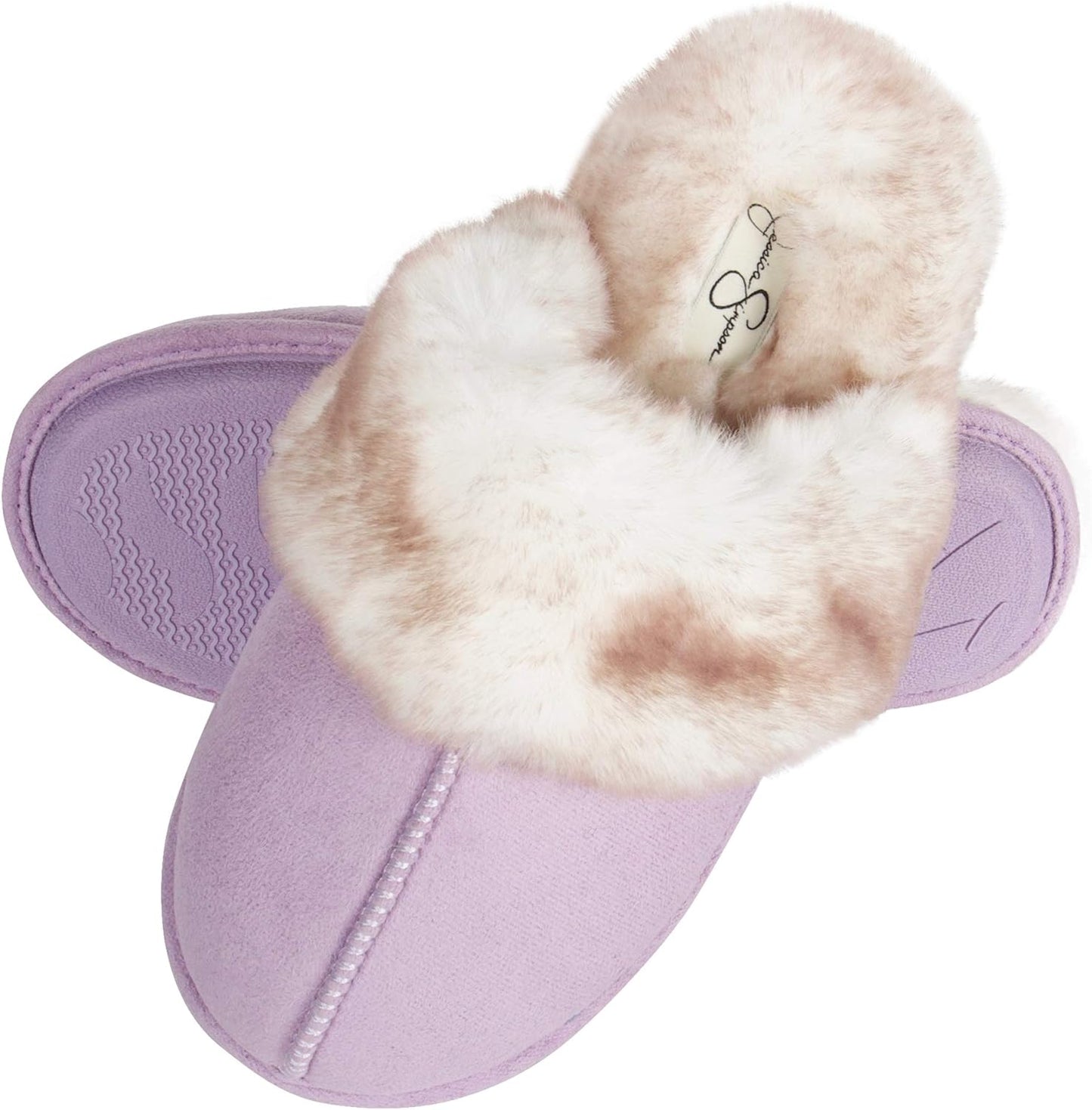 Women'S Comfy Faux Fur House Slipper Slip-On Scuff Memory Foam Soft Plush Lining