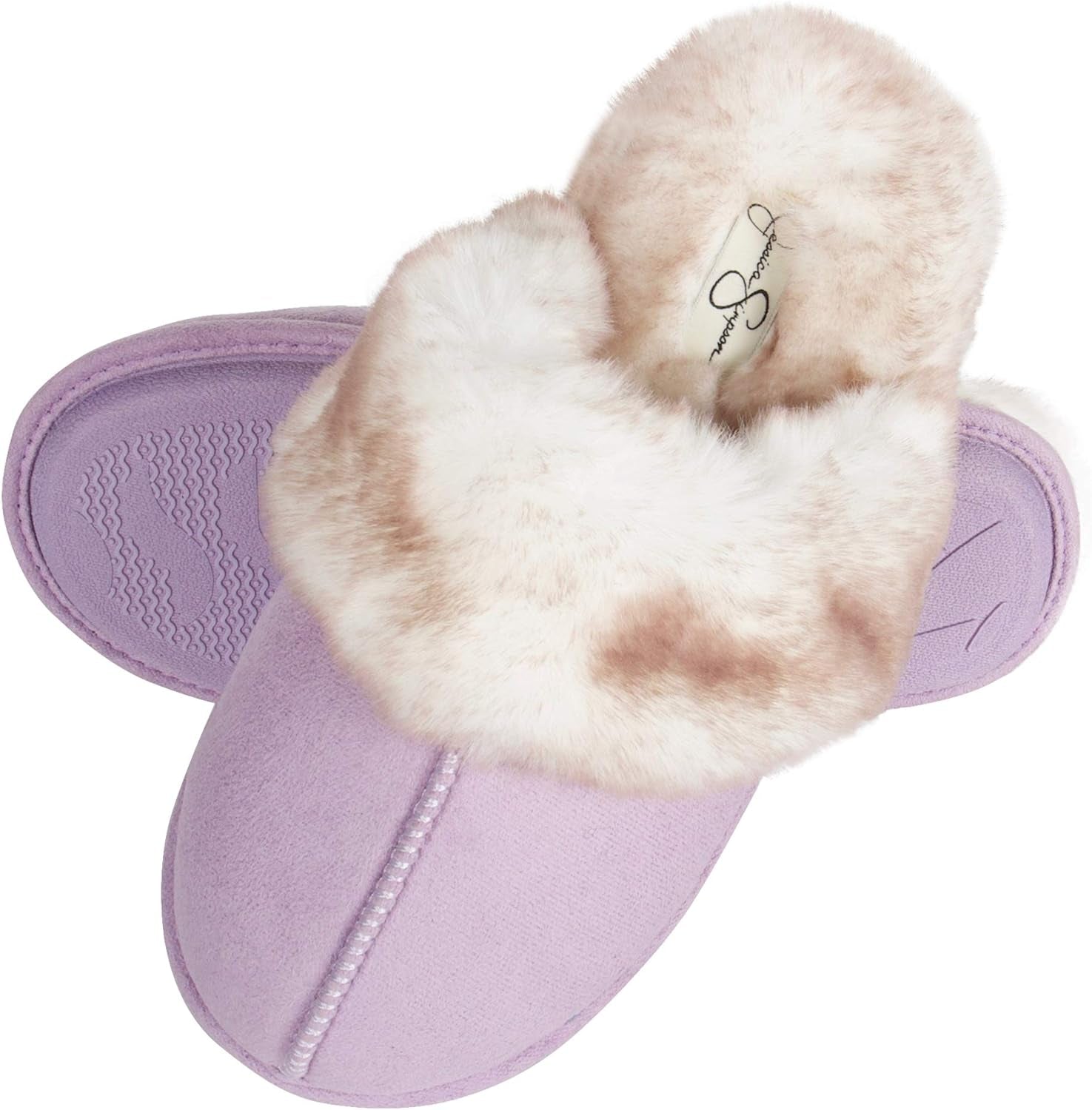 Women'S Comfy Faux Fur House Slipper Slip-On Scuff Memory Foam Soft Plush Lining