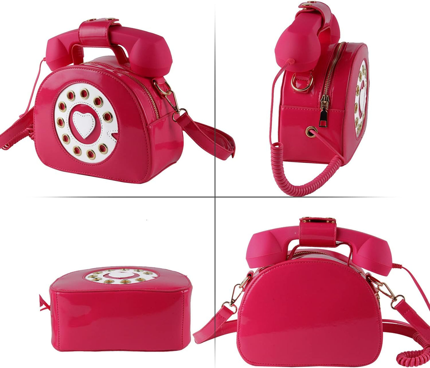 Fun Telephone Purse for Women Novelty Pink Phone Tote Handbags Top Handle Shoulder Crossbdoy Bag