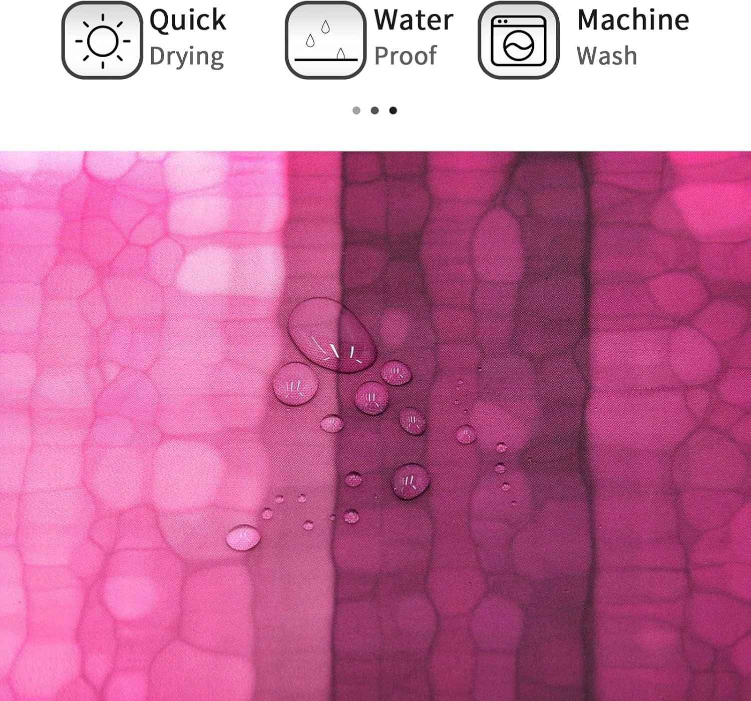 Pink Striped Shower Curtain, Hot Pink Neon Pink Cute Shower Curtain Set with 12 Hooks, Abstract Mosaic Glass Texture and Dark Stripe Art Waterproof Fabric Bathroom Decor, 72" W X 72" L