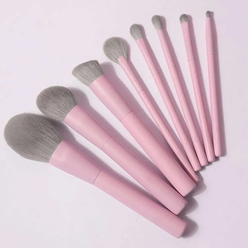 Pink Makeup Brushes Set Synthetic Hair Vegan 8 Pcs Foundation Eye Shadows Blending Powder Make up Brush Kit Tool S25519