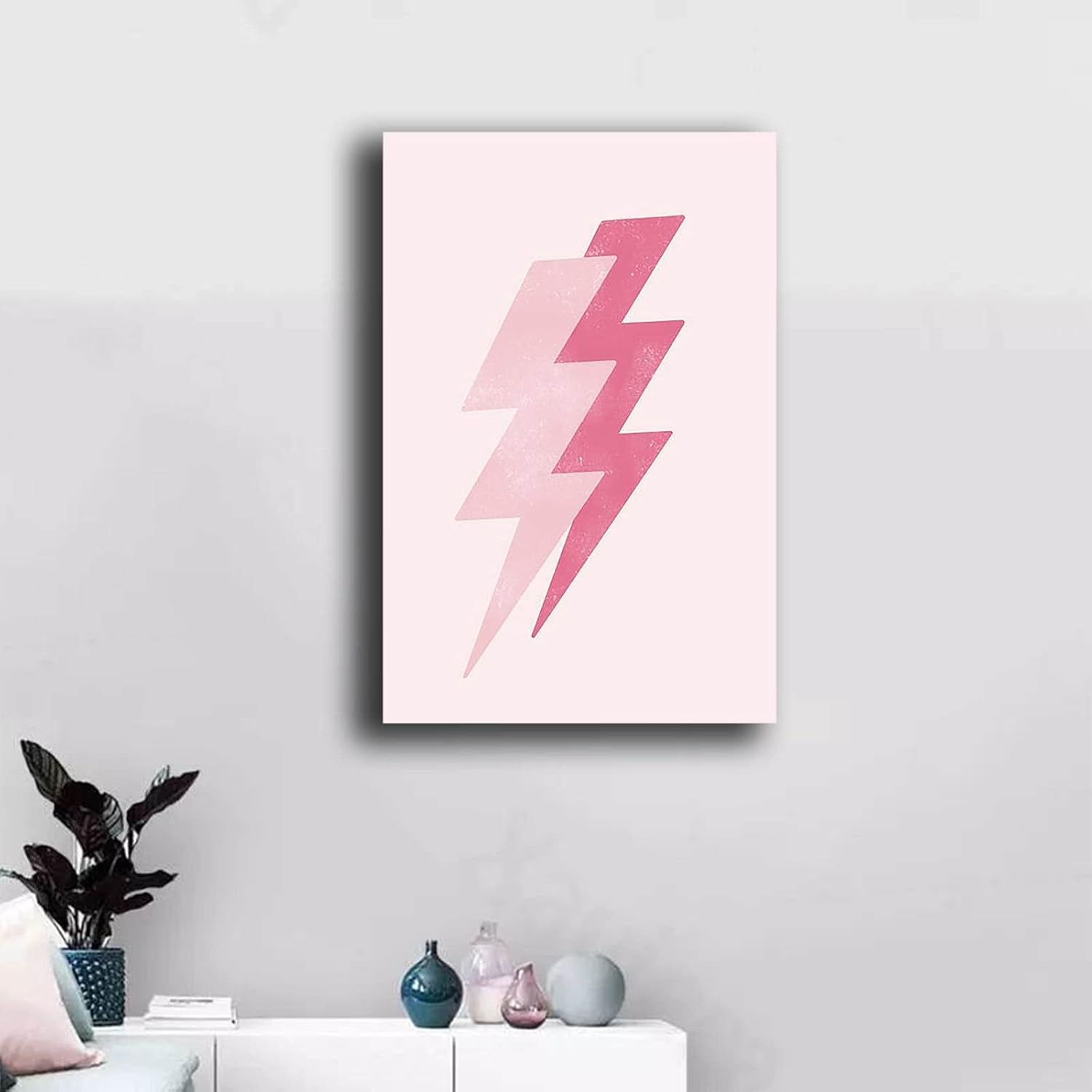 Pink Lightning Posters Pink Lightning Duo,Pink Aesthetic Room Decor Light Pink Wall Decor Wall Room Decoration-16X24Inch(40X60Cm)-Wooden Framed