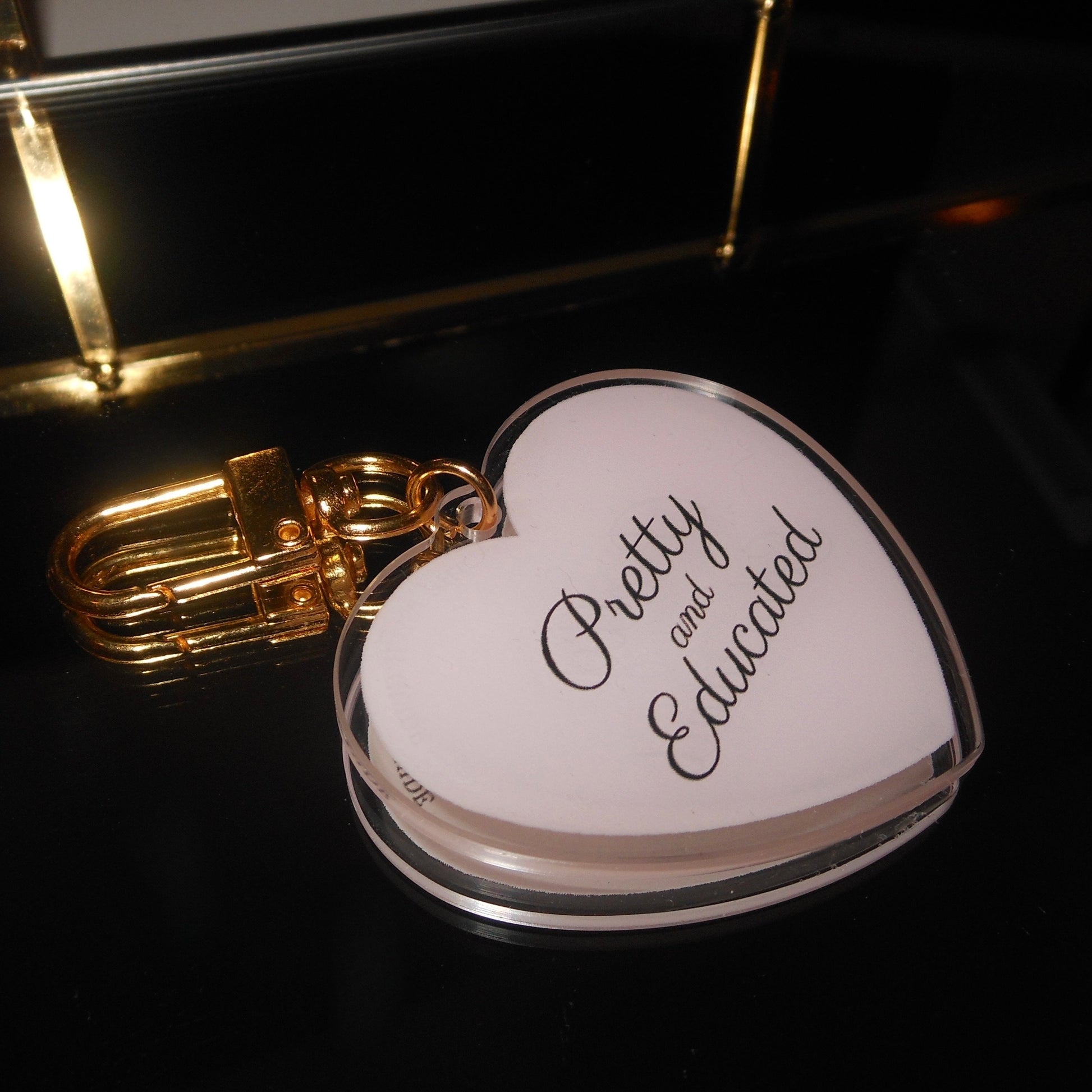 Pretty and Educated Baby Pink Keychain - Pink Keychain - Pink Aesthetic - Graduation Gift - College - Student - Pink Gifts -